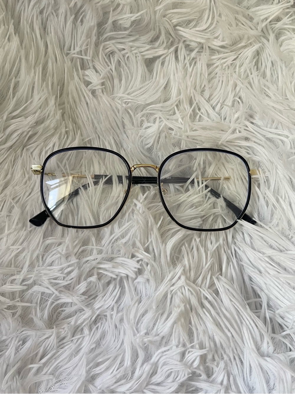 Cute oversized black gold accents framed blue light reading glasses